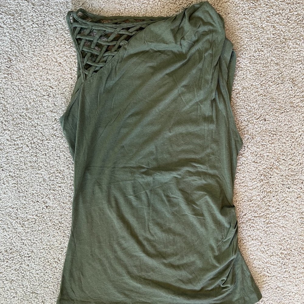 Green Tank w/ Criss-cross Shoulder